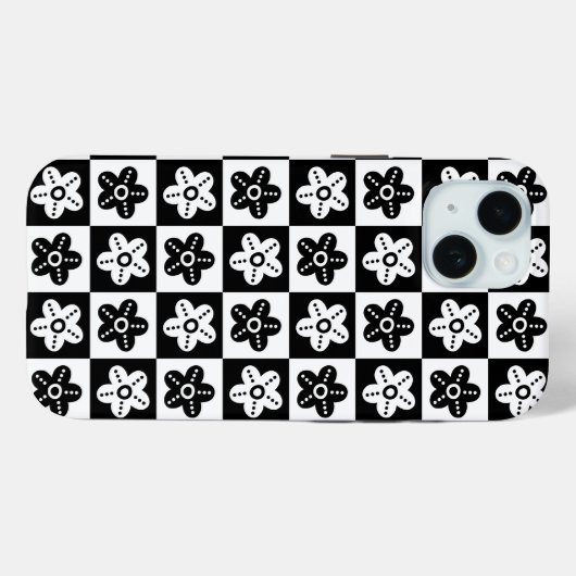 Dot Blume Schwarz-weiß Case-Mate iPhone Hülle (Rückseite (Horizontal))