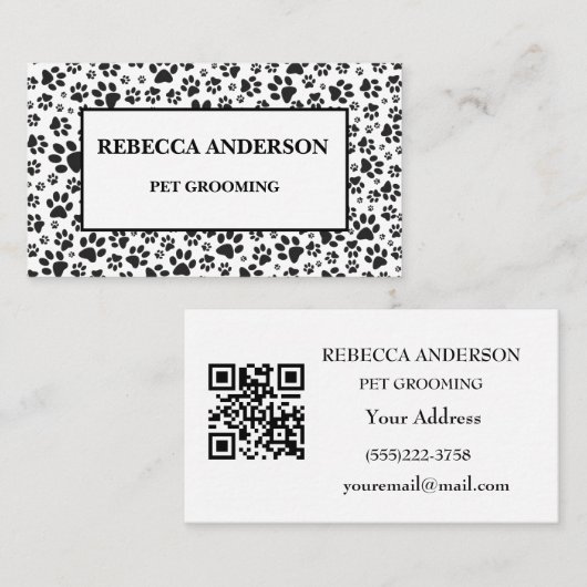 Dot Business Card für Hunde schwarz und weiß Polka Visitenkarte (Vorne/Hinten)