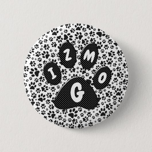 Dot-Button für Hunde schwarz und weiß Polka Button (Vorderseite)
