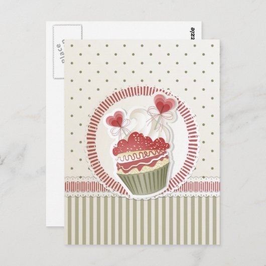Dot Cupcake Postkarte (Vorne/Hinten)