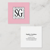 Dot Dash Box 02 - Initialen - Pellrosa Quadratische Visitenkarte (Vorne/Hinten)