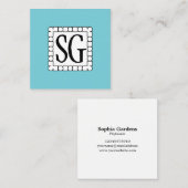 Dot Dash Box 02 - Initials - Robin Egg Blue Quadratische Visitenkarte (Vorne/Hinten)