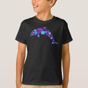 Dot Dolphin Colorfull Abstrakt Sea Animal T-Shirt