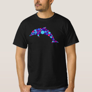 Dot Dolphin Colorfull Abstrakt Sea Animal T-Shirt