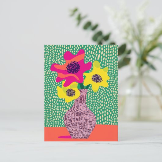 Dot Dot Blume #007 Postkarte (Stehend Vorderseite)