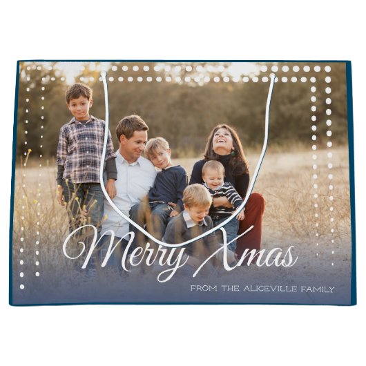 Dot Frame Foto Merry Xmas Große Geschenktüte (Vorderseite)