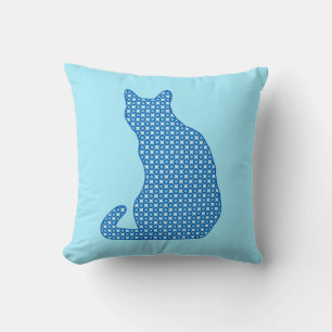 Dot Gemustert Cat - Farbtöne des blauen Kissens Kissen