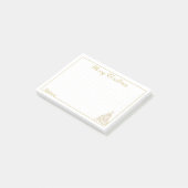 Dot Grid: Golden Filigree Weihnachtsbaum Elegant Post-it Klebezettel (angewinkelt)