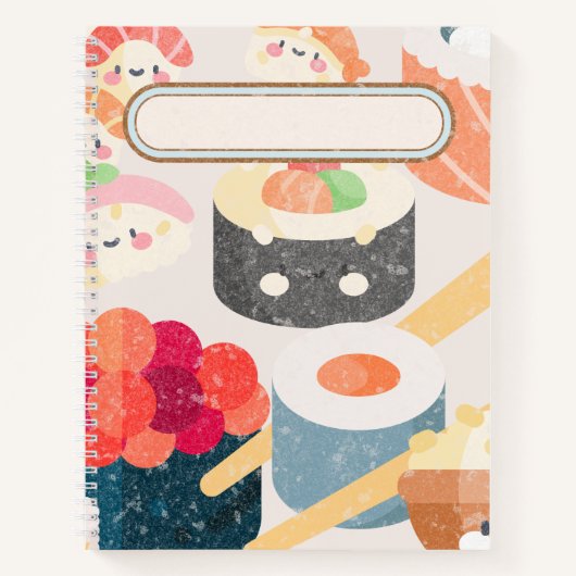Dot Grid Spiral Notebook Sushi Design Notizblock (Vorderseite)