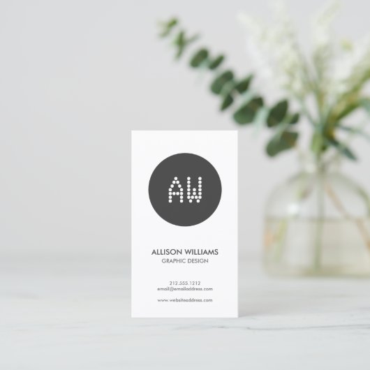 DOT INITIALS LOGO B&W Designer Business Card Visitenkarte (Stehend Vorderseite)