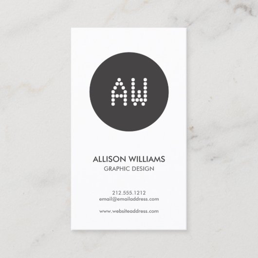 DOT INITIALS LOGO B&W Designer Business Card Visitenkarte (Vorderseite)