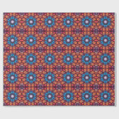 Dot Mandala Blue Red und Orange Geschenkpapier (Flach)