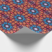 Dot Mandala Blue Red und Orange Geschenkpapier (Ecke)
