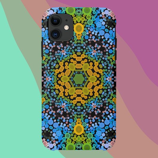 Dot Mandala Blume Blau Gelb und Grün Case-Mate iPhone Hülle