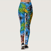Dot Mandala Blume Blau Gelb und Grün Leggings (Rückseite)