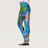 Dot Mandala Blume Blau Gelb und Grün Leggings (Links)