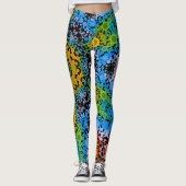 Dot Mandala Blume Blau Gelb und Grün Leggings (Vorderseite)