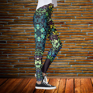 Dot Mandala Blume Blau Gelb und Lila Leggings