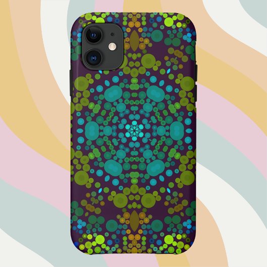 Dot Mandala Blume Blau Gelb und Rosa Case-Mate iPhone Hülle