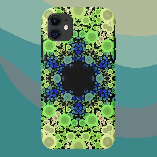 Dot Mandala Blume Blau Grün und Gelb Case-Mate iPhone Hülle