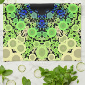 Dot Mandala Blume Blau Grün und Gelb Geschirrtuch (Gefaltet)