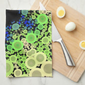 Dot Mandala Blume Blau Grün und Gelb Geschirrtuch (Viertel Falte)