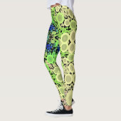 Dot Mandala Blume Blau Grün und Gelb Leggings (Links)