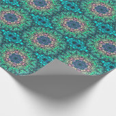 Dot Mandala Blume Blau Grün und Rosa Geschenkpapier (Ecke)