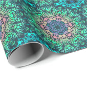 Dot Mandala Blume Blau Grün und Rosa Geschenkpapier (Rolleneckpunkt)