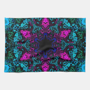Dot Mandala Blume Blau Grün und Rosa Geschirrtuch