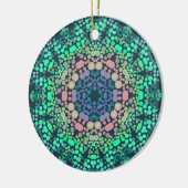 Dot Mandala Blume Blau Grün und Rosa Keramik Ornament (Links)