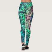 Dot Mandala Blume Blau Grün und Rosa Leggings (Rückseite)
