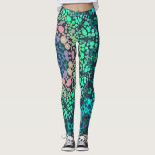 Dot Mandala Blume Blau Grün und Rosa Leggings (Vorderseite)