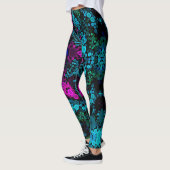 Dot Mandala Blume Blau Grün und Rosa Leggings (Links)