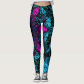 Dot Mandala Blume Blau Grün und Rosa Leggings (Vorderseite)