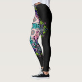 Dot Mandala Blume Blau Grün und Rosa Leggings (Links)