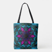 Dot Mandala Blume Blau Grün und Rosa Tasche (Rückseite)