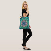 Dot Mandala Blume Blau Grün und Rosa Tasche (Am Model)