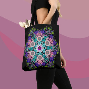 Dot Mandala Blume Blau Grün und Rosa Tasche