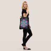 Dot Mandala Blume Blau Grün und Rosa Tasche (Am Model)