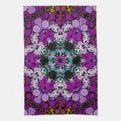 Dot Mandala Blume Blau Rosa und Gelb Geschirrtuch (Vertikal)