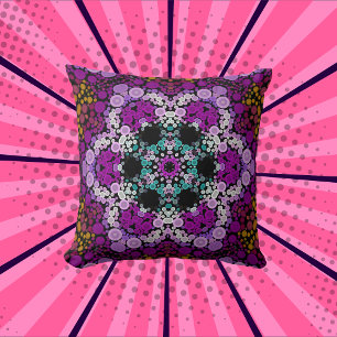 Dot Mandala Blume Blau Rosa und Gelb Kissen
