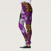 Dot Mandala Blume Blau Rosa und Gelb Leggings (Links)