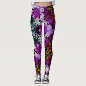 Dot Mandala Blume Blau Rosa und Gelb Leggings (Vorderseite)