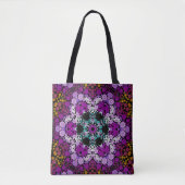 Dot Mandala Blume Blau Rosa und Gelb Tasche (Vorderseite)
