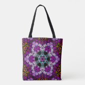 Dot Mandala Blume Blau Rosa und Gelb Tasche (Rückseite)