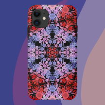 Dot Mandala Blume Blau Rot und Rosa