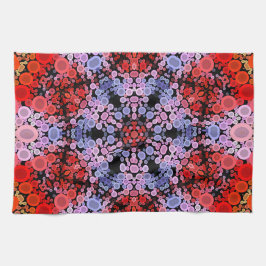 Dot Mandala Blume Blau Rot und Rosa Geschirrtuch