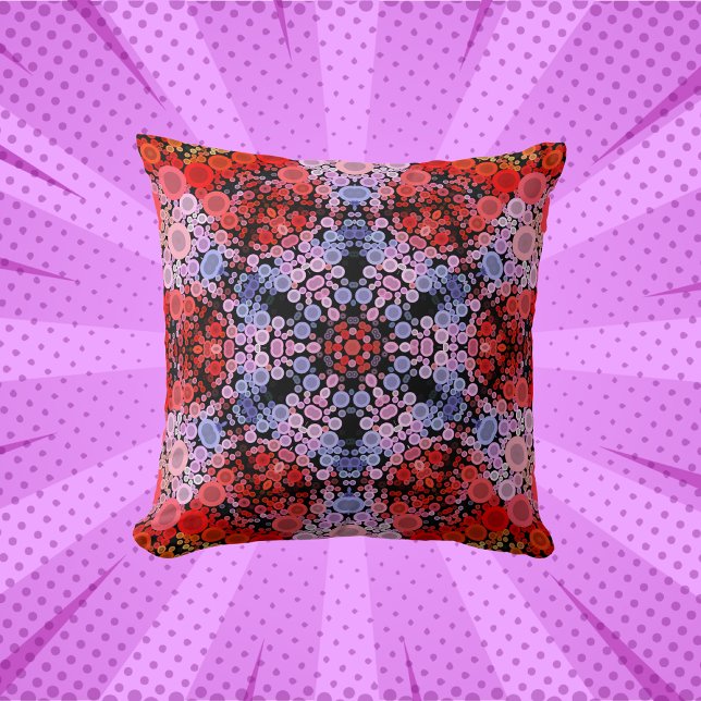 Dot Mandala Blume Blau Rot und Rosa Kissen (Von Creator hochgeladen)