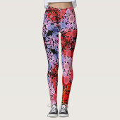 Dot Mandala Blume Blau Rot und Rosa Leggings (Vorderseite)